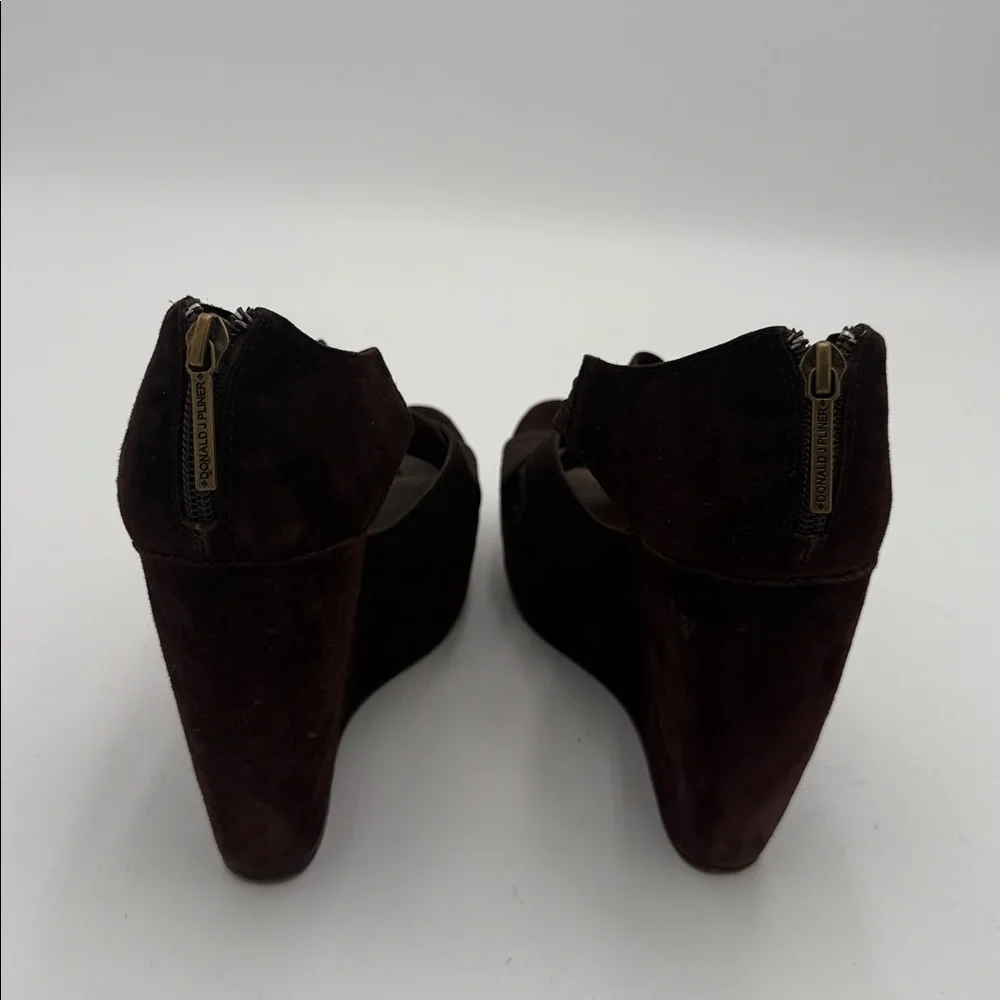 Donald J. Pliner lawney Dark Brown Wedge Sandals women 8M suede event goth Y2K